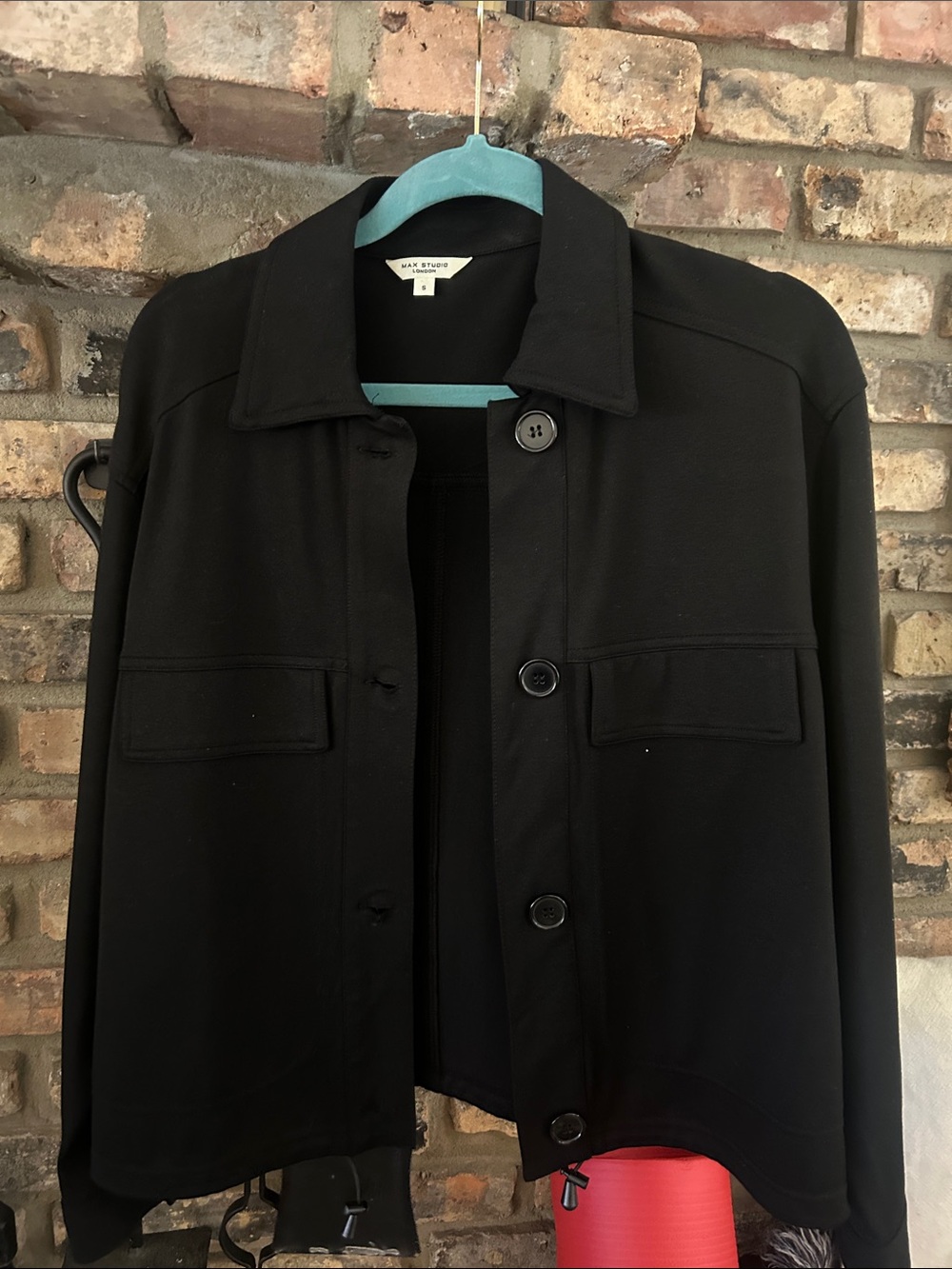 Max Studio Black Button-Front Jean-Style Jacket